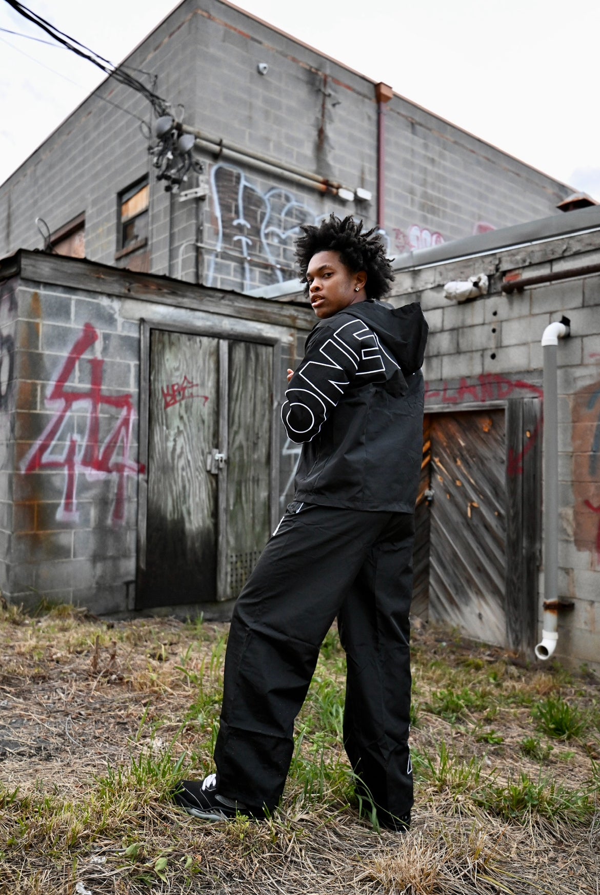 Black Nylon Hoodie