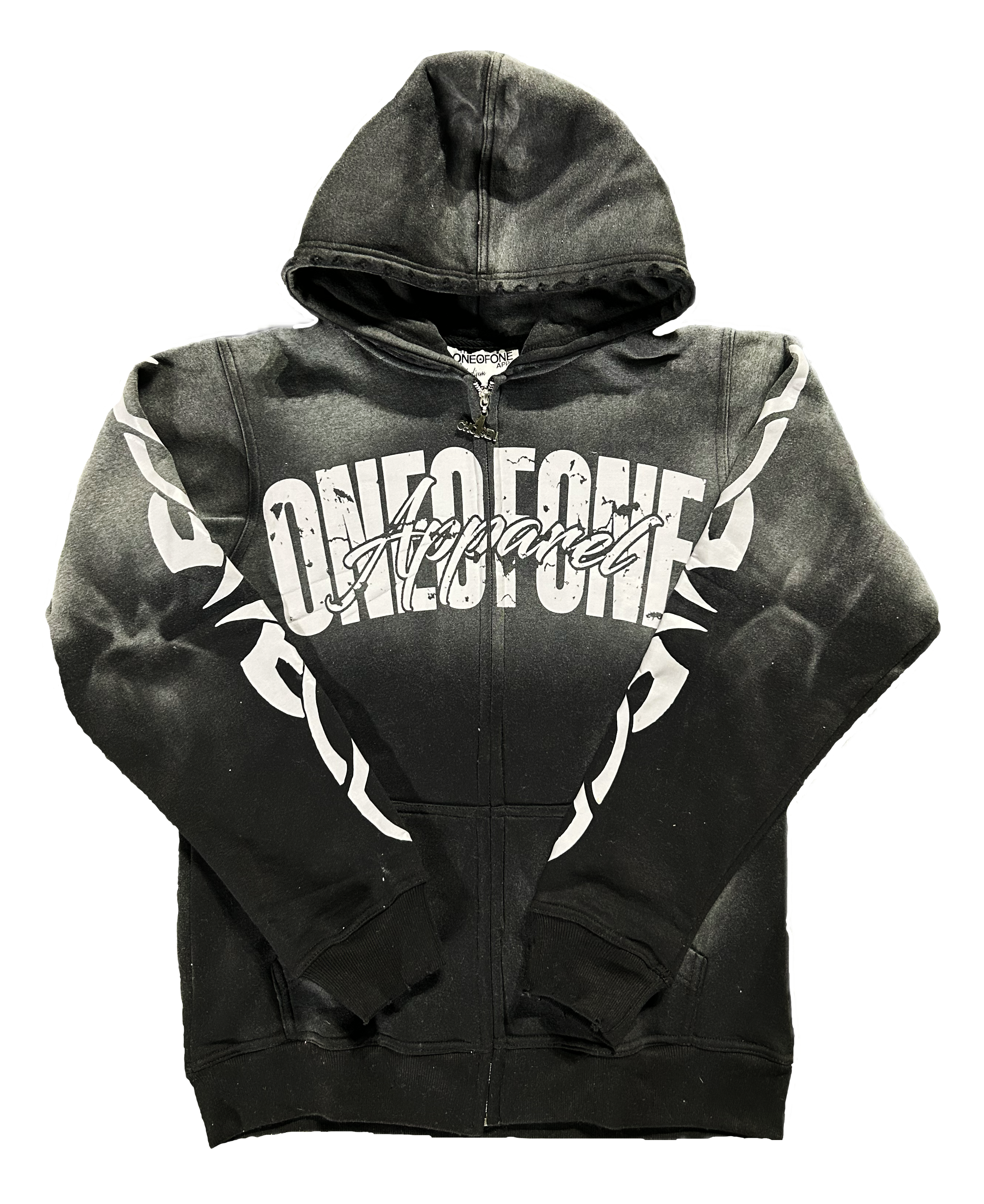 BLACK WASHED ZIPUP HOODIE