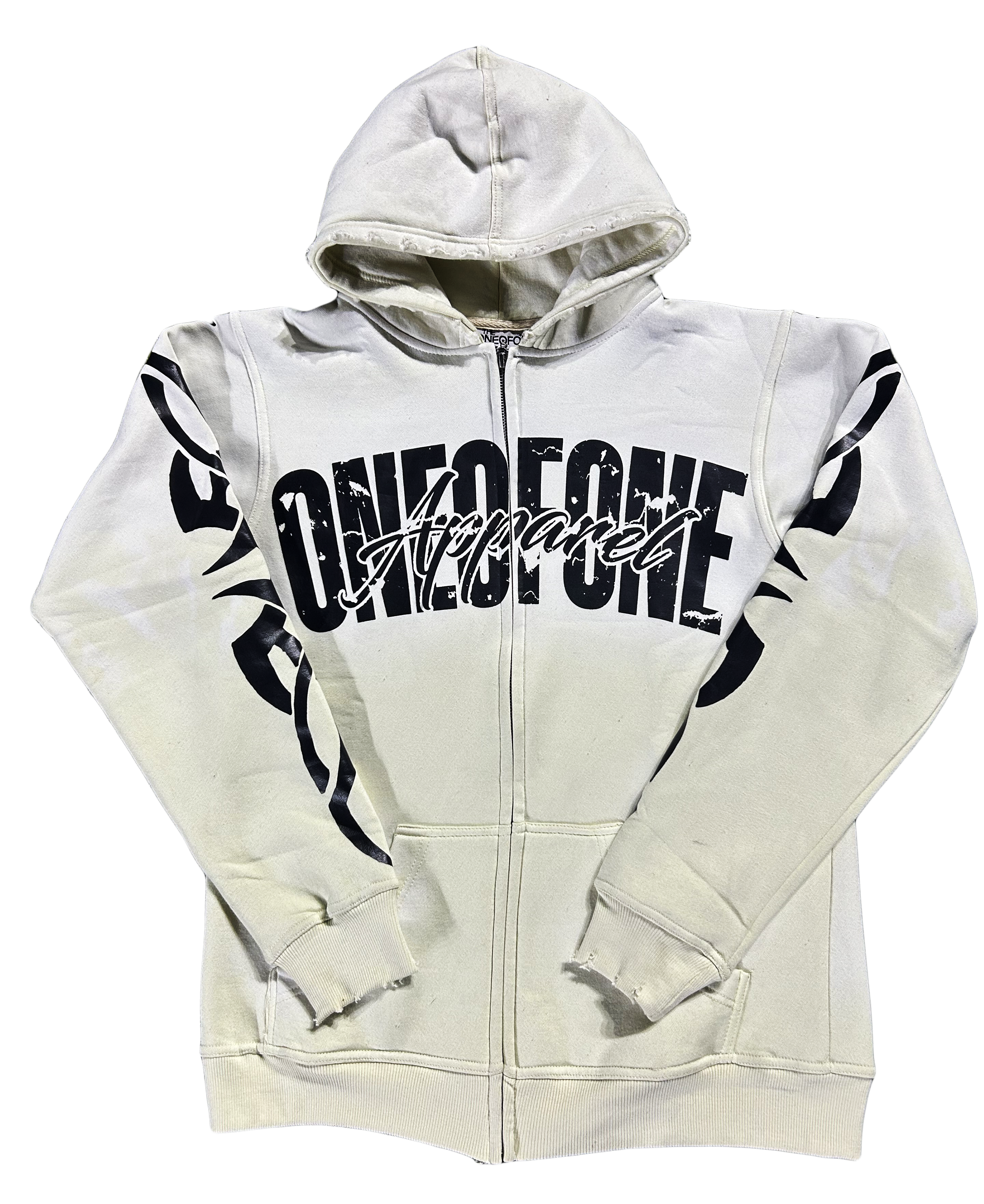 CREAM WASHED ZIPUP HOODIE