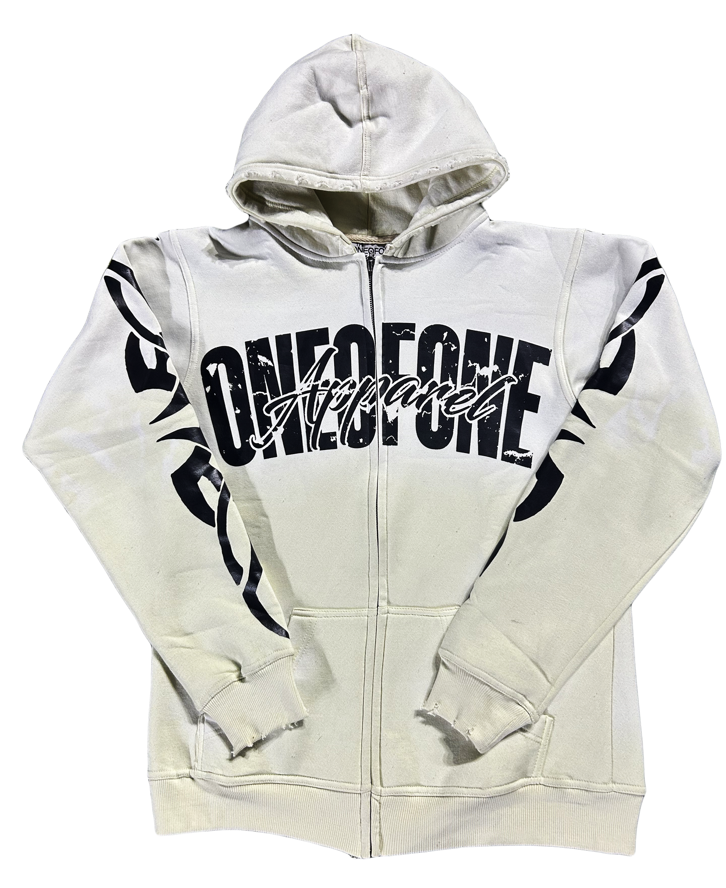 CREAM WASHED ZIPUP HOODIE