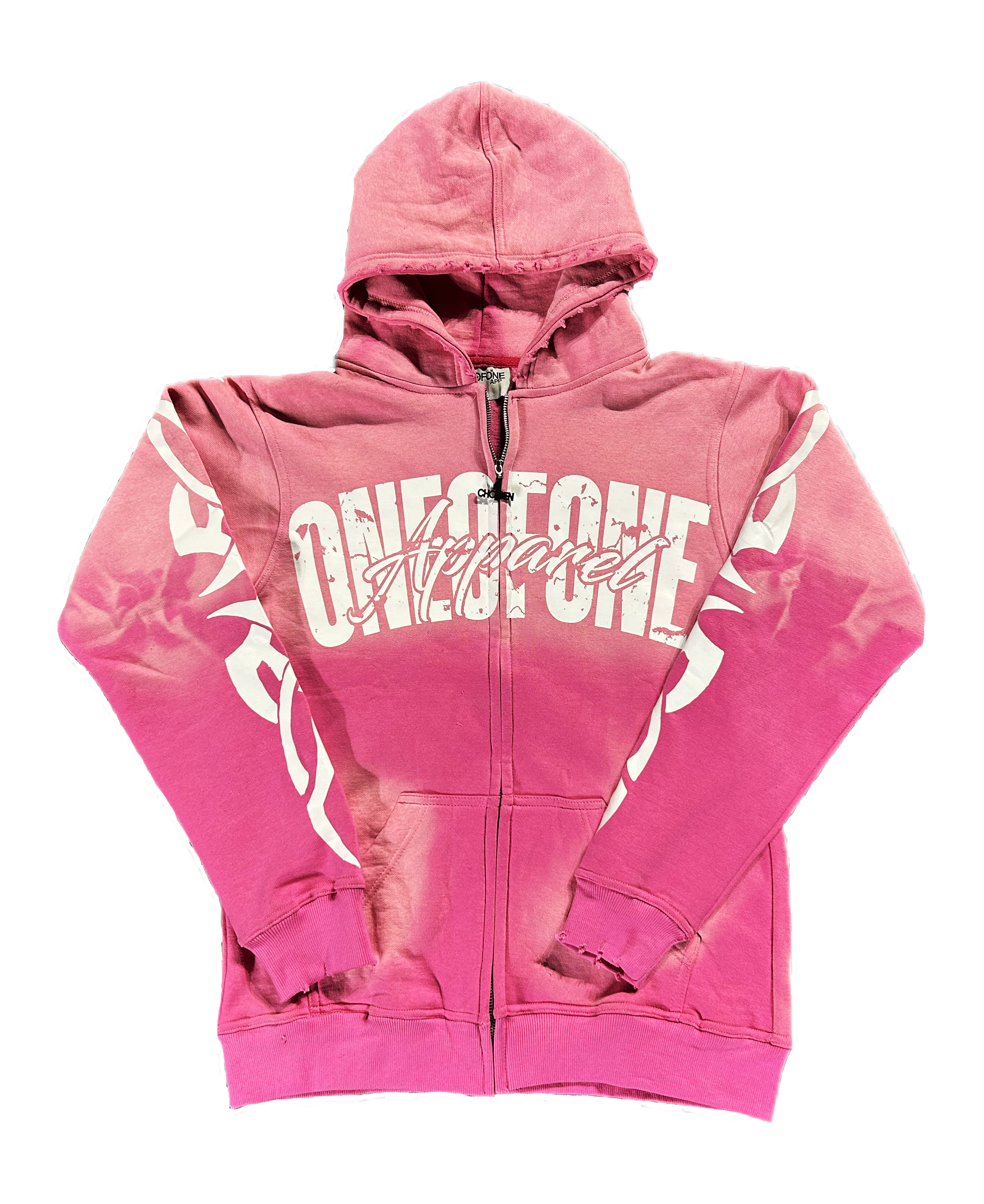 PINK WASHED ZIPUP HOODIE